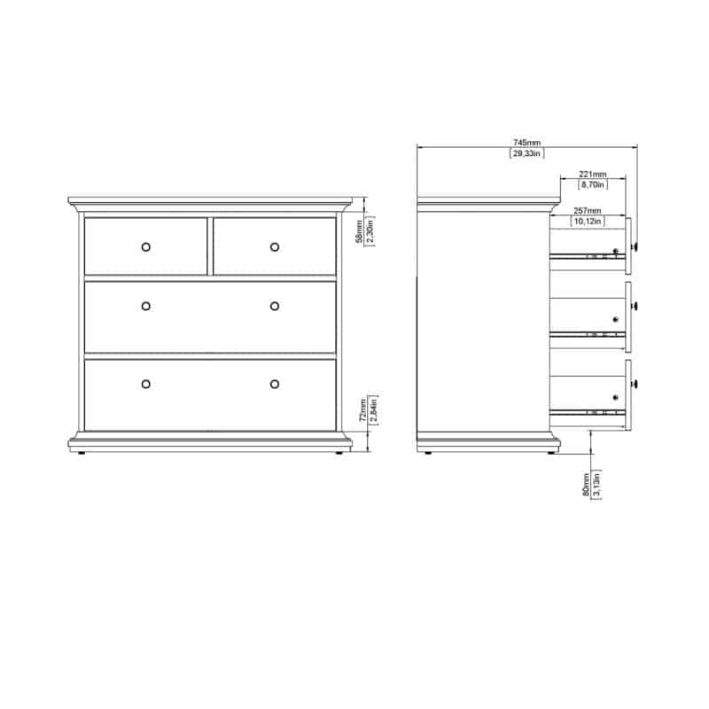 Furniture To Go Paris Chest Of 4 Drawers Matt Grey The Home and Office Stores