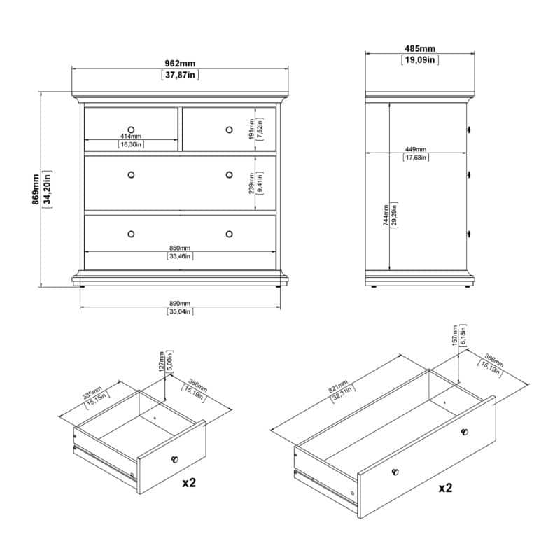 Furniture To Go Paris Chest Of 4 Drawers White The Home and Office Stores