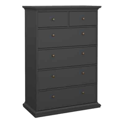 furniture to go paris chest of 6 drawers matt grey