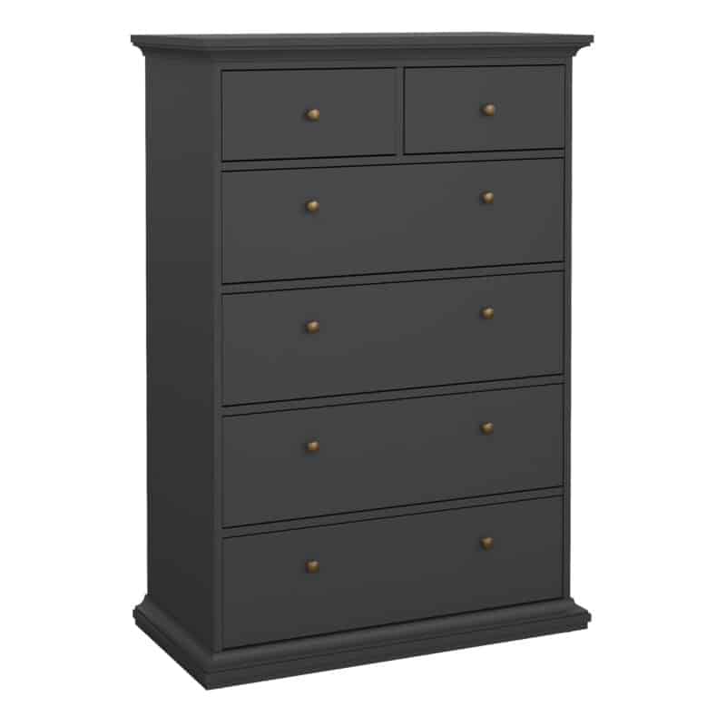 furniture to go paris chest of 6 drawers matt grey