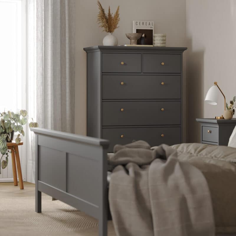 Furniture To Go Paris Chest Of 6 Drawers Matt Grey The Home and Office Stores