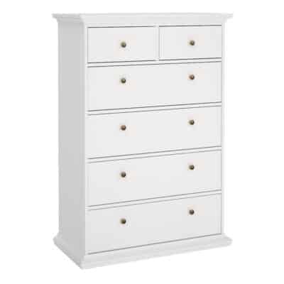 furniture to go paris chest of 6 drawers white