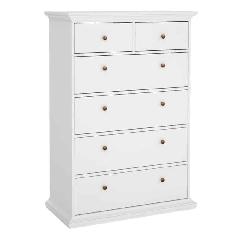 furniture to go paris chest of 6 drawers white
