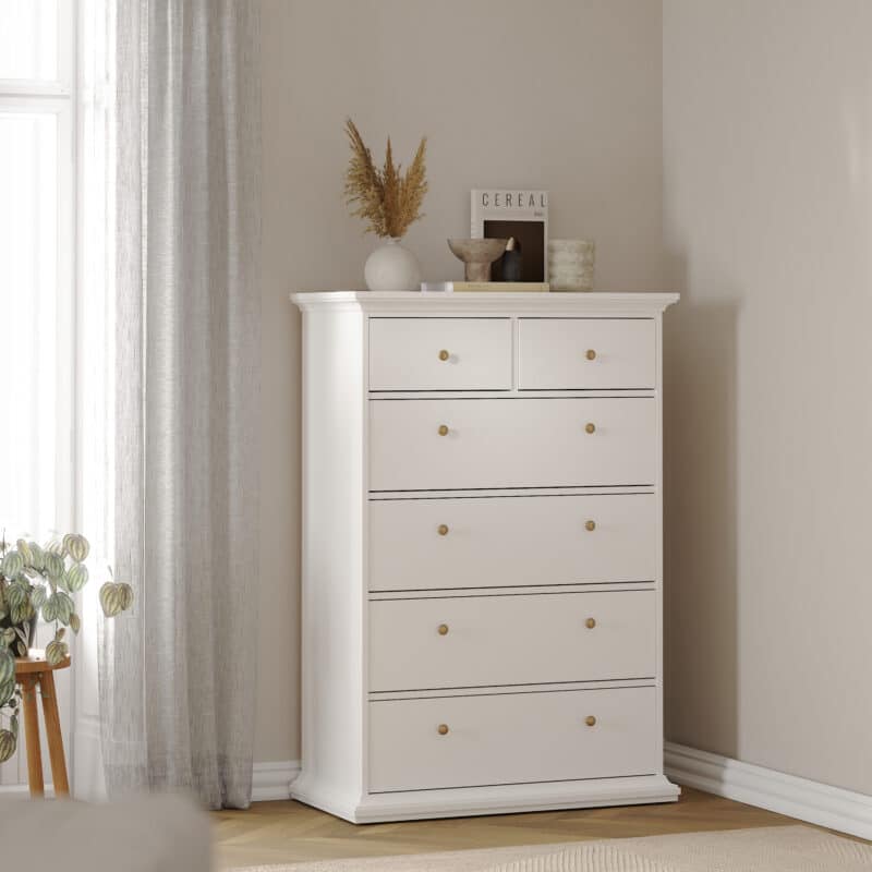 Furniture To Go Paris Chest Of 6 Drawers White The Home and Office Stores