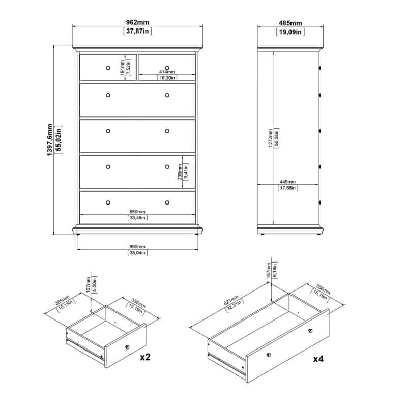 Furniture To Go Paris Chest Of 6 Drawers White The Home and Office Stores