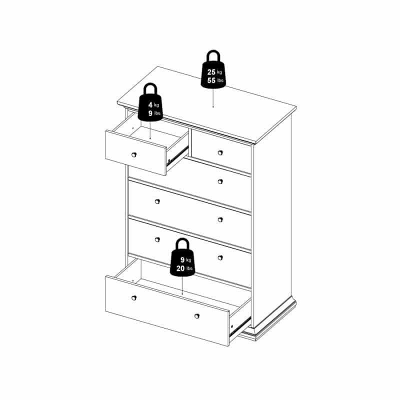 Furniture To Go Paris Chest Of 6 Drawers White The Home and Office Stores