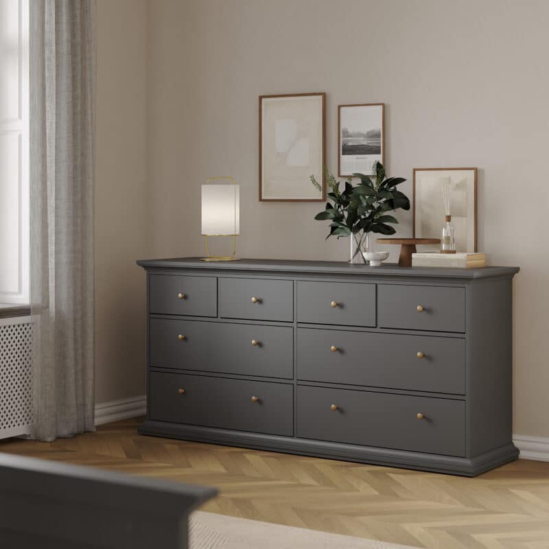 Furniture To Go Paris Chest Of 8 Drawers Matt Grey The Home and Office Stores