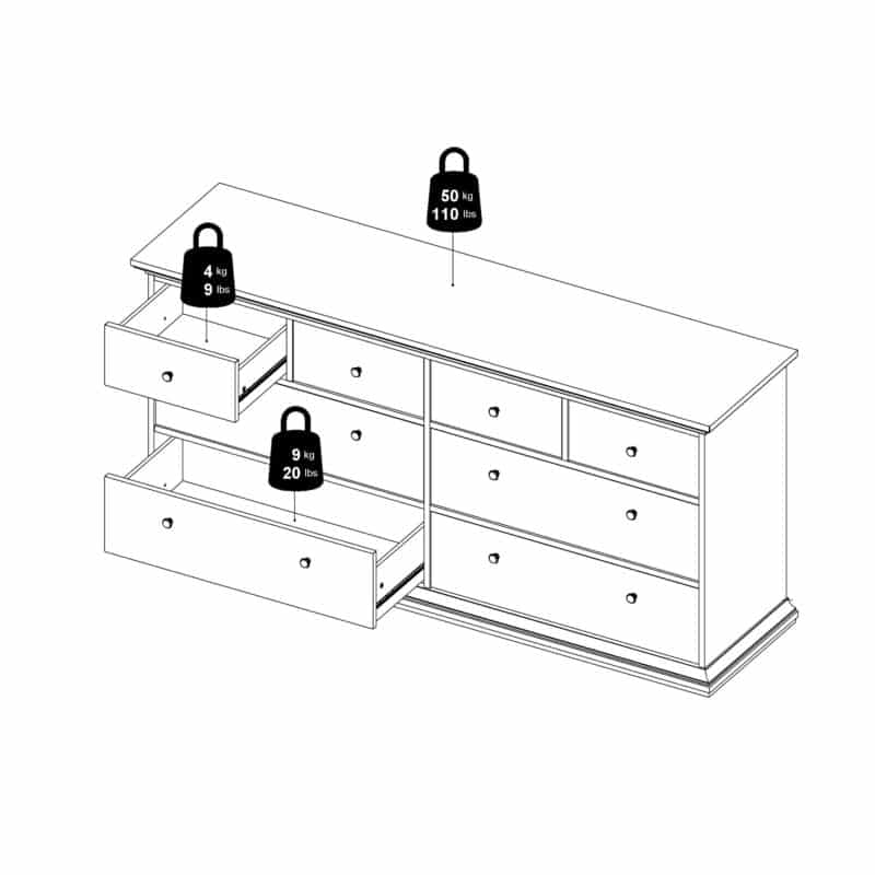Furniture To Go Paris Chest Of 8 Drawers Matt Grey The Home and Office Stores