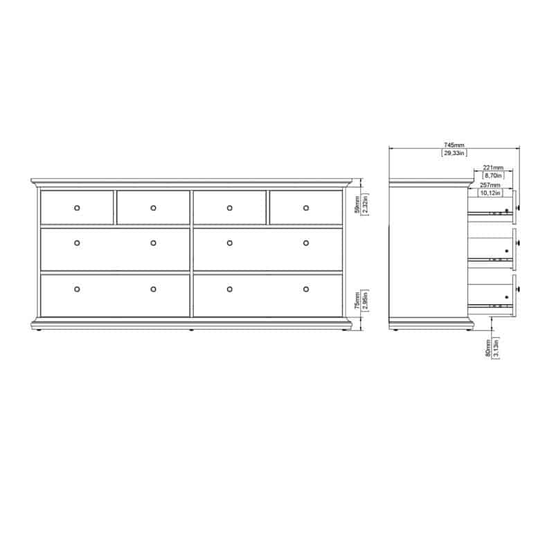 Furniture To Go Paris Chest Of 8 Drawers White The Home and Office Stores