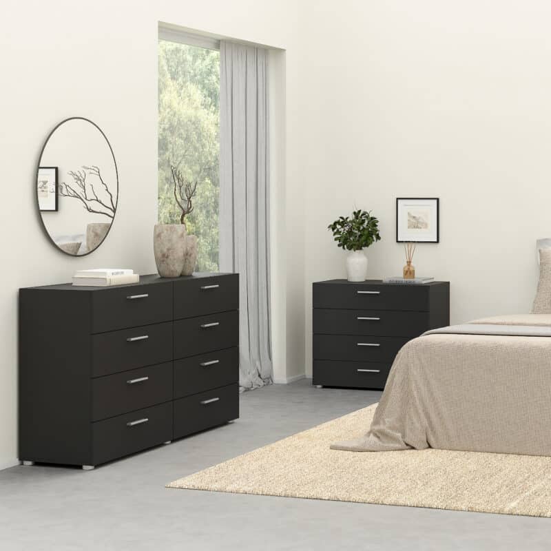 Furniture To Go Pepe Wide Chest Of 8 Drawers Black The Home and Office Stores