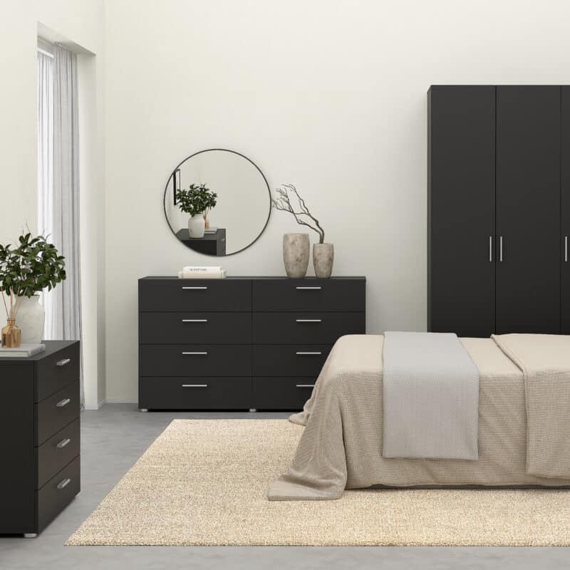 Furniture To Go Pepe Wide Chest Of 8 Drawers Black The Home and Office Stores