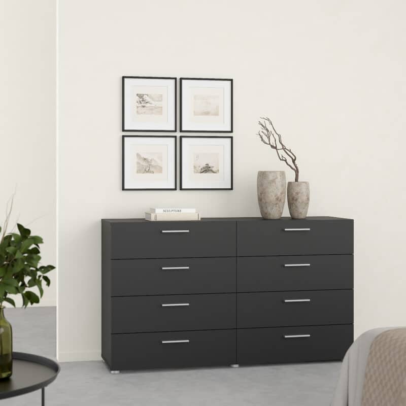 Furniture To Go Pepe Wide Chest Of 8 Drawers Black The Home and Office Stores