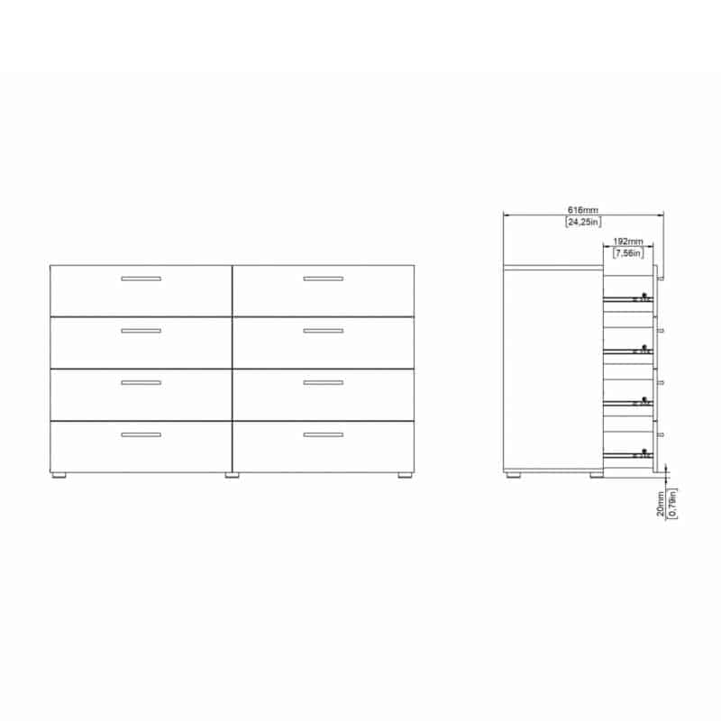 Furniture To Go Pepe Wide Chest Of 8 Drawers Black The Home and Office Stores