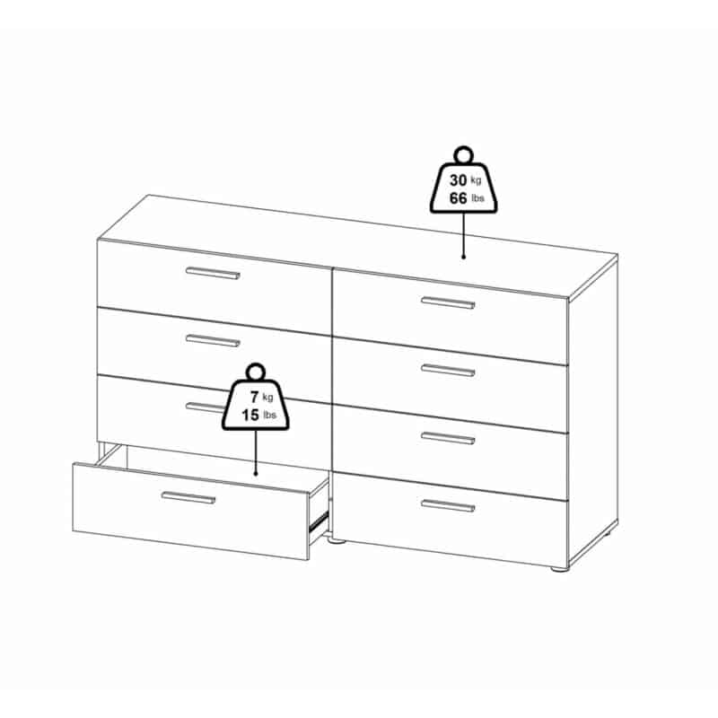 Furniture To Go Pepe Wide Chest Of 8 Drawers Black The Home and Office Stores