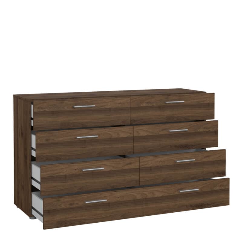 Furniture To Go Pepe Wide Chest Of 8 Drawers Walnut The Home and Office Stores