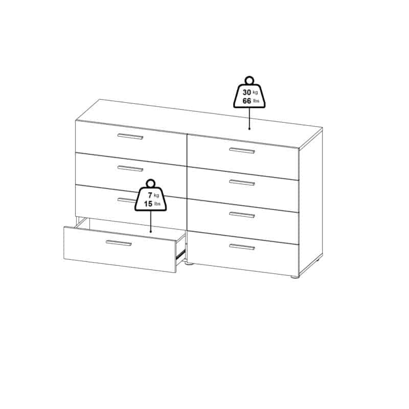 Furniture To Go Pepe Wide Chest Of 8 Drawers Walnut The Home and Office Stores
