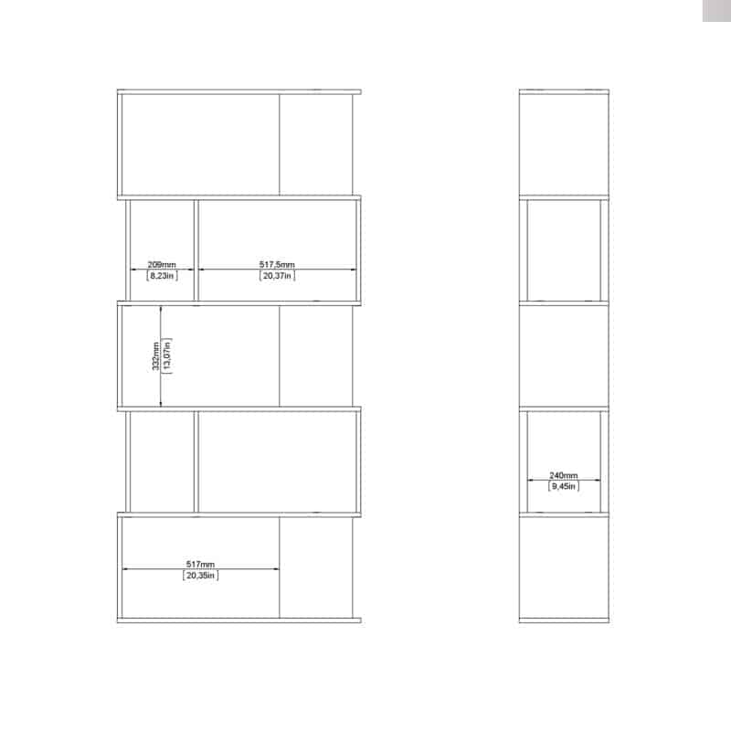 Furniture To Go Maze Open Bookcase 4 Shelves Oak Black The Home and Office Stores