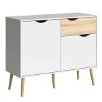 Furniture To Go Oslo Sideboard Small 1 Drawer 2 Doors White Oak The Home and Office Stores 3