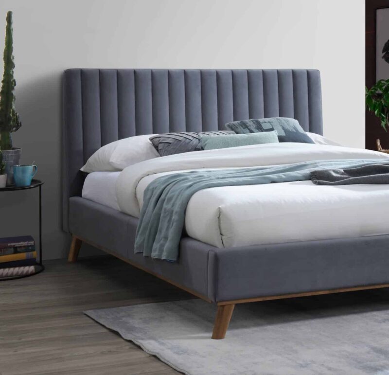 Time Living Albany Dark Grey Fabric Bed The Home and Office Stores