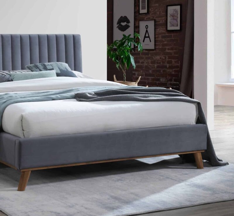 Time Living Albany Dark Grey Fabric Bed The Home and Office Stores