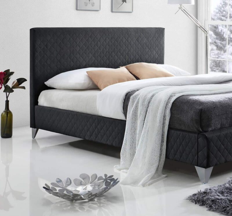 Time Living Brooklyn Dark Grey Fabric Bed The Home and Office Stores