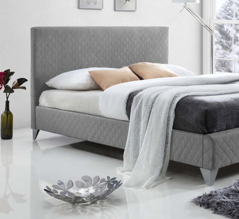 Time Living Brooklyn Light Grey Fabric Bed The Home and Office Stores