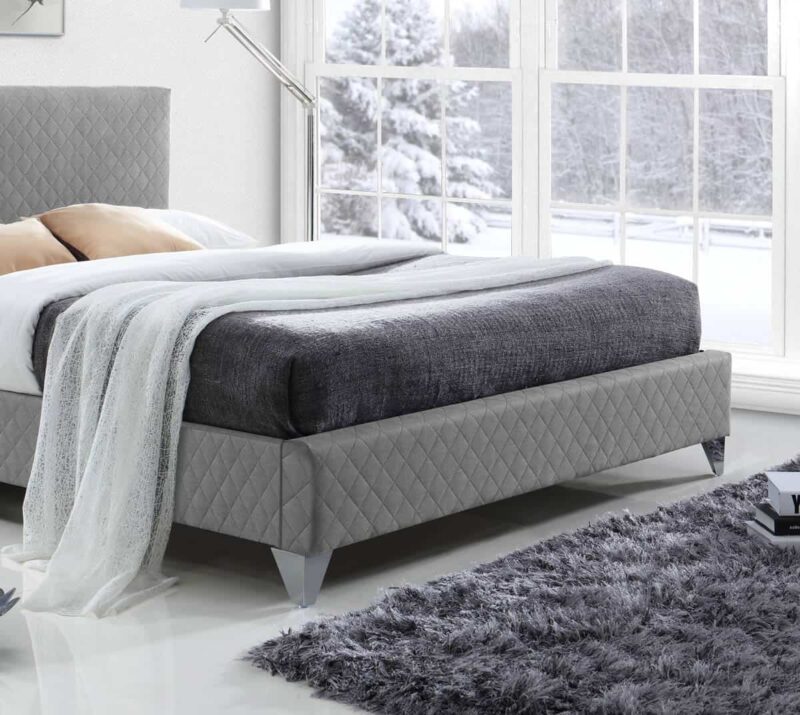 Time Living Brooklyn Light Grey Fabric Bed The Home and Office Stores