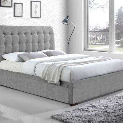 Time Living Hamilton Light Grey Fabric Bed