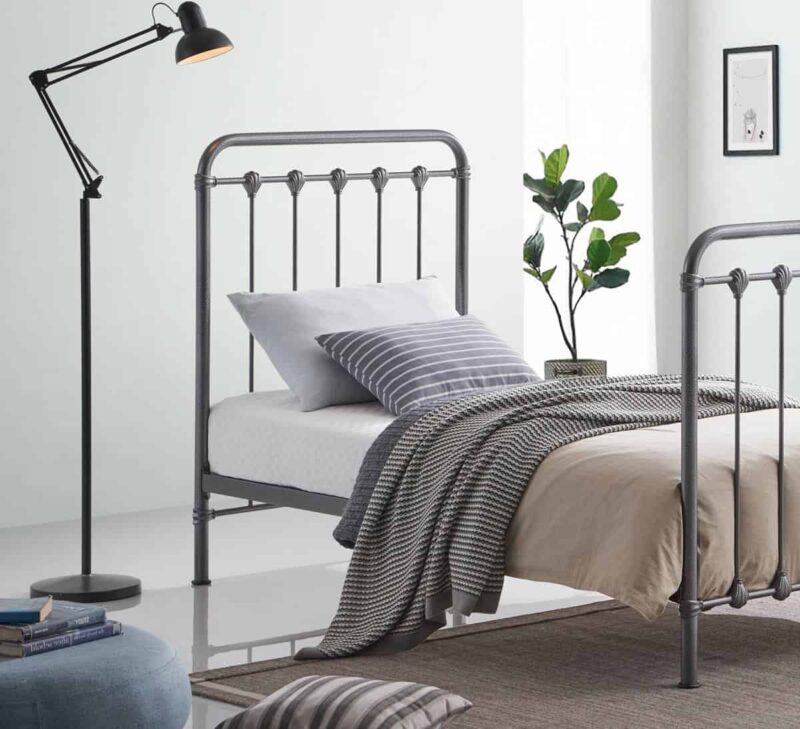 Time Living Havana Speckled Silver & Black Metal Bed The Home and Office Stores