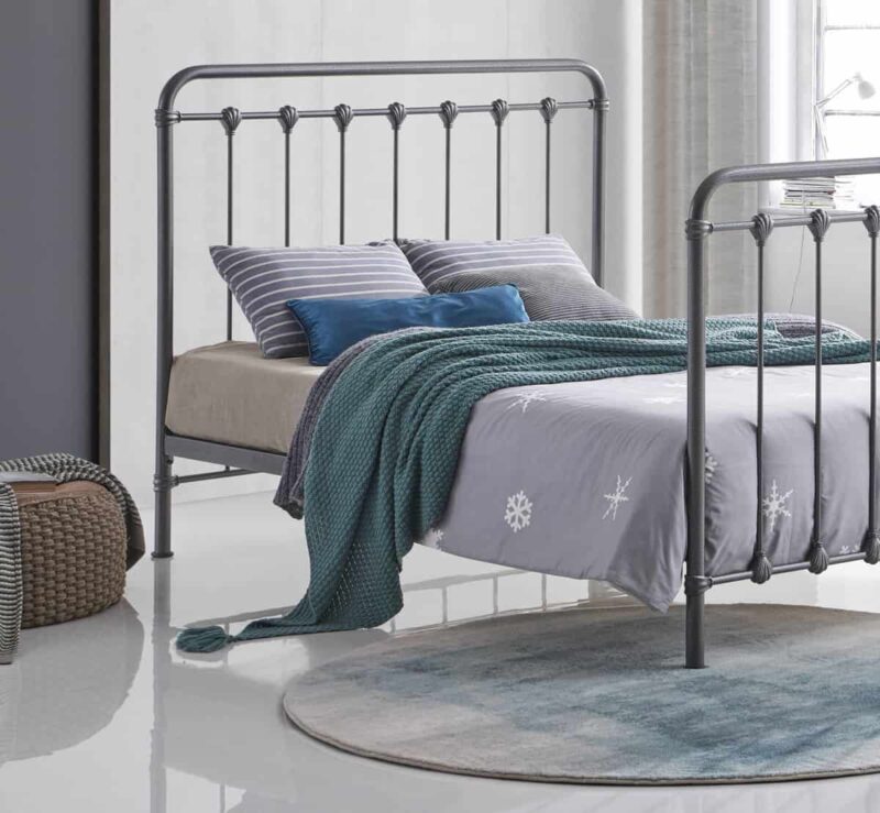 Time Living Havana Speckled Silver & Black Metal Bed The Home and Office Stores