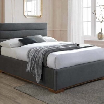 Time Living Mayfair Ottoman Dark Grey Fabric Bed The Home and Office Stores