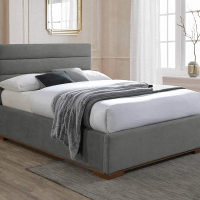 Time Living Mayfair Ottoman Light Grey Fabric Bed The Home and Office Stores