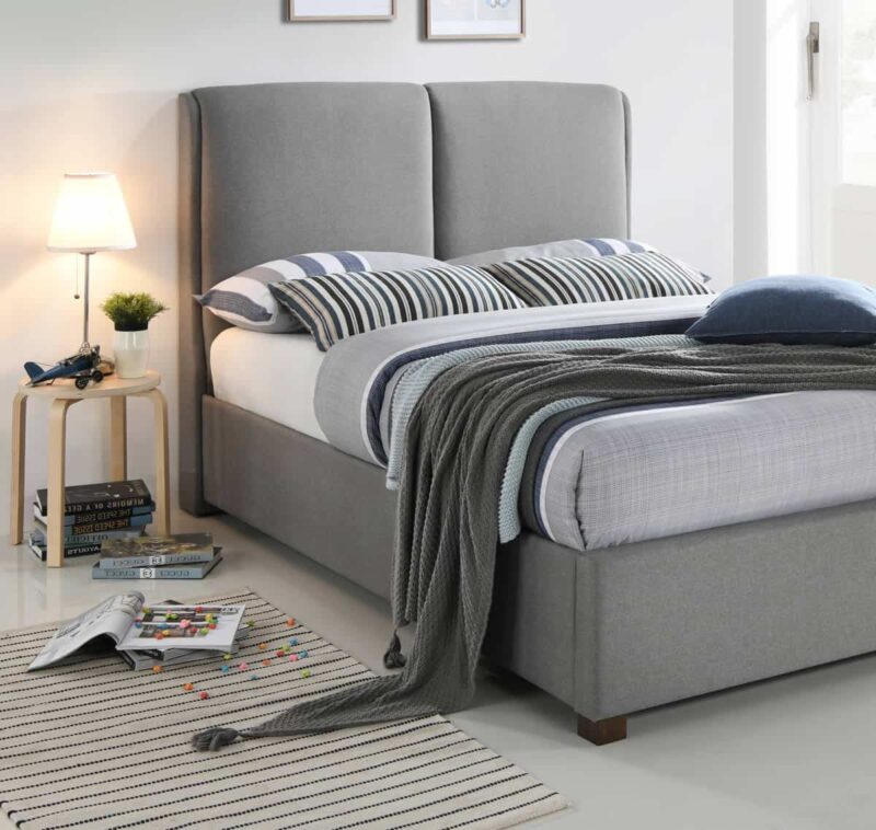 Time Living Oakland Light Grey Fabric Bed The Home and Office Stores