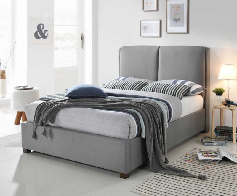Time Living Oakland Light Grey Fabric Bed The Home and Office Stores