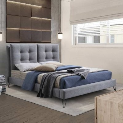 Time Living Tuscany Light Grey Fabric Bed The Home and Office Stores