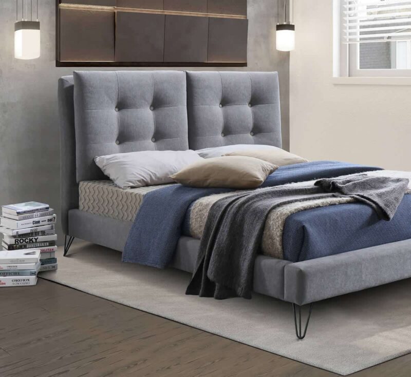 Time Living Tuscany Light Grey Fabric Bed The Home and Office Stores