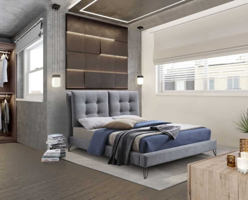 Time Living Tuscany Light Grey Fabric Bed The Home and Office Stores