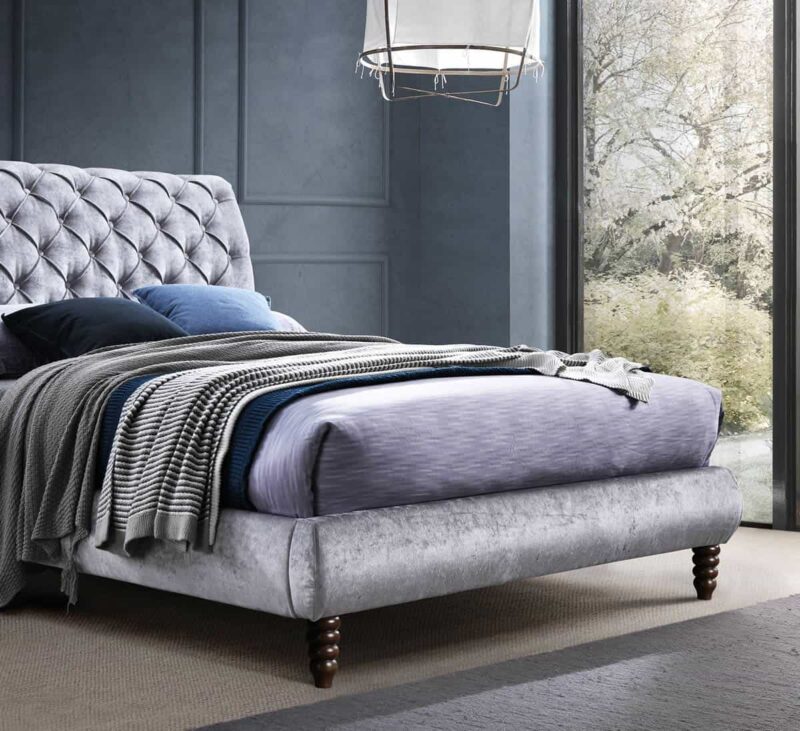 Time Living Venice Grey Crushed Velvet Fabric Bed The Home and Office Stores