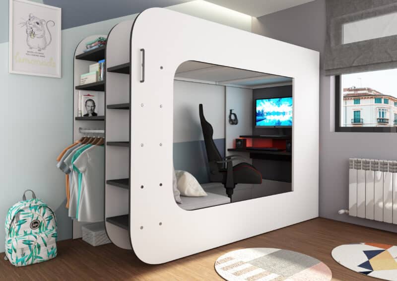 Trasman Podbed Solo 4 high sleeper gaming bed white