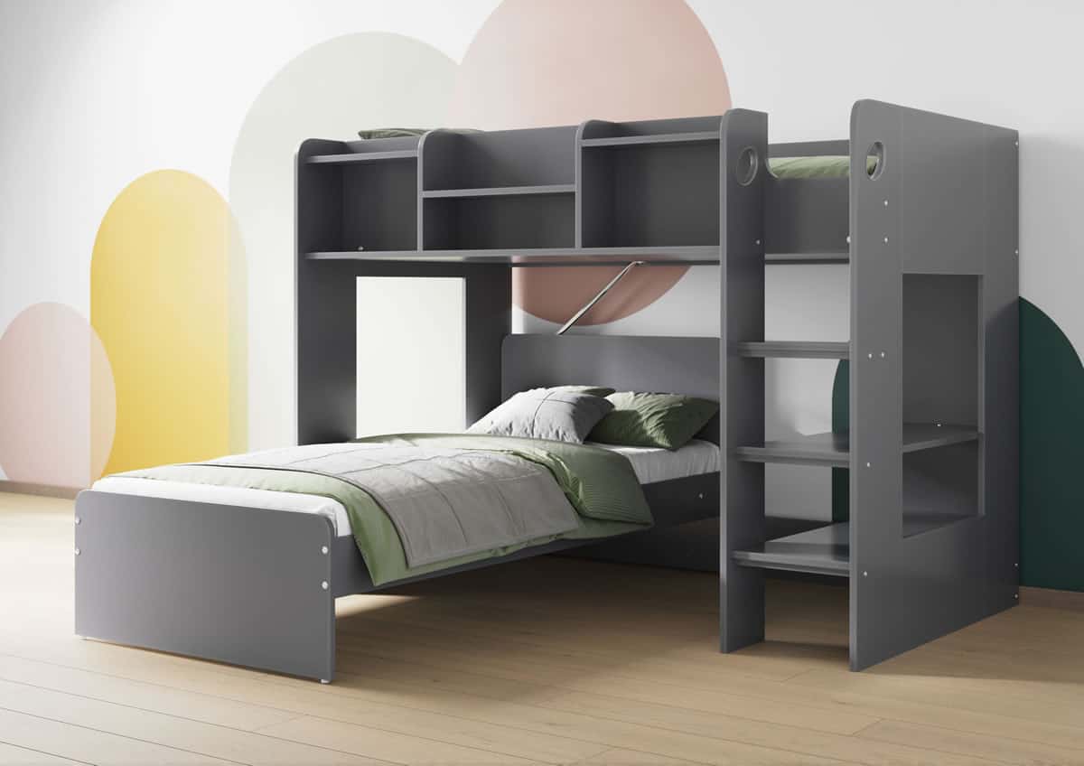 Flair Furnishings Wizard L Shaped Bunk Bed Grey | The Home & Office Stores
