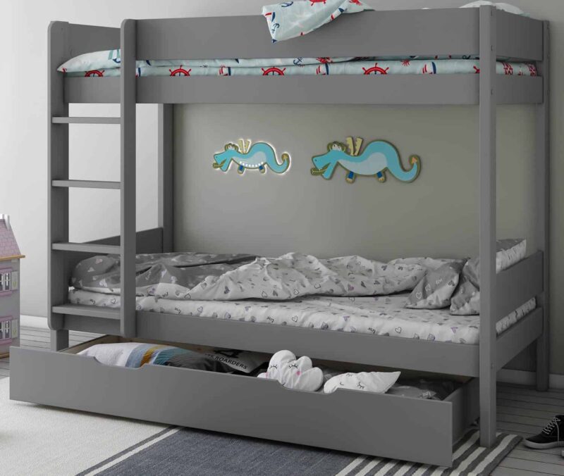 Kids Avenue Estella Grey Bunk Bed 1 with Storage Drawer The Home and Office Stores