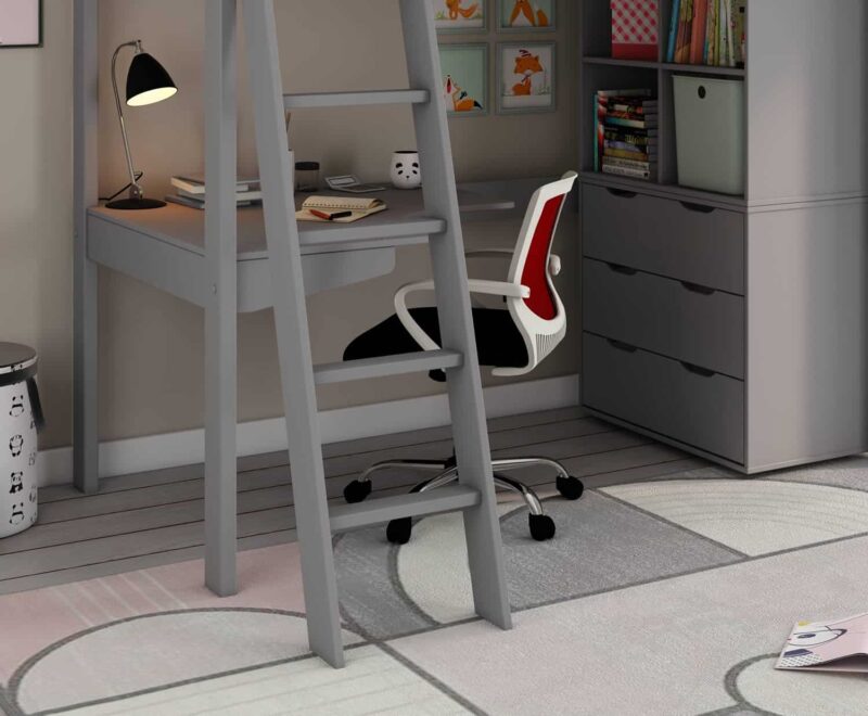 Kids Avenue Estella Grey High Sleeper Bed 3 with Chest, Cube & Corner Desk The Home and Office Stores