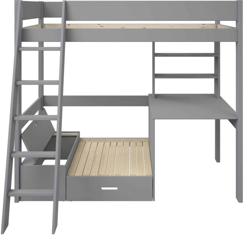 Kids Avenue Estella Grey High Sleeper Bed 6 with Desk & Pink Futon The Home and Office Stores