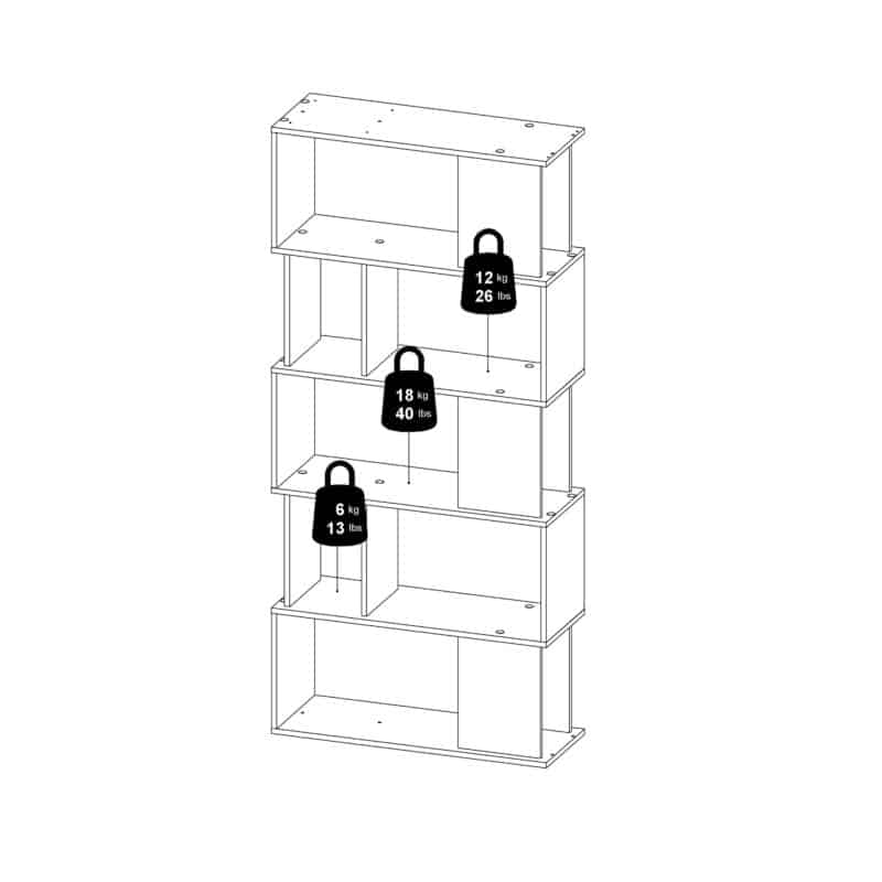 Furniture To Go Maze Open Bookcase 4 Shelves Concrete White The Home and Office Stores