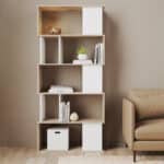 Furniture To Go Maze Open Bookcase 4 Shelves Oak White The Home and Office Stores