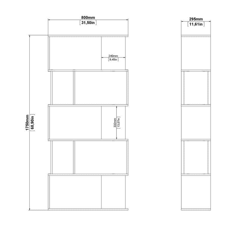 Furniture To Go Maze Open Bookcase 4 Shelves Oak White The Home and Office Stores