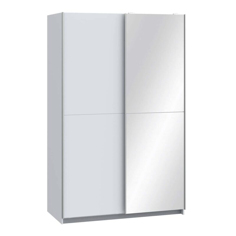 Furniture To Go Babetta Sliding Mirrored Wardrobe Matt White The Home and Office Stores