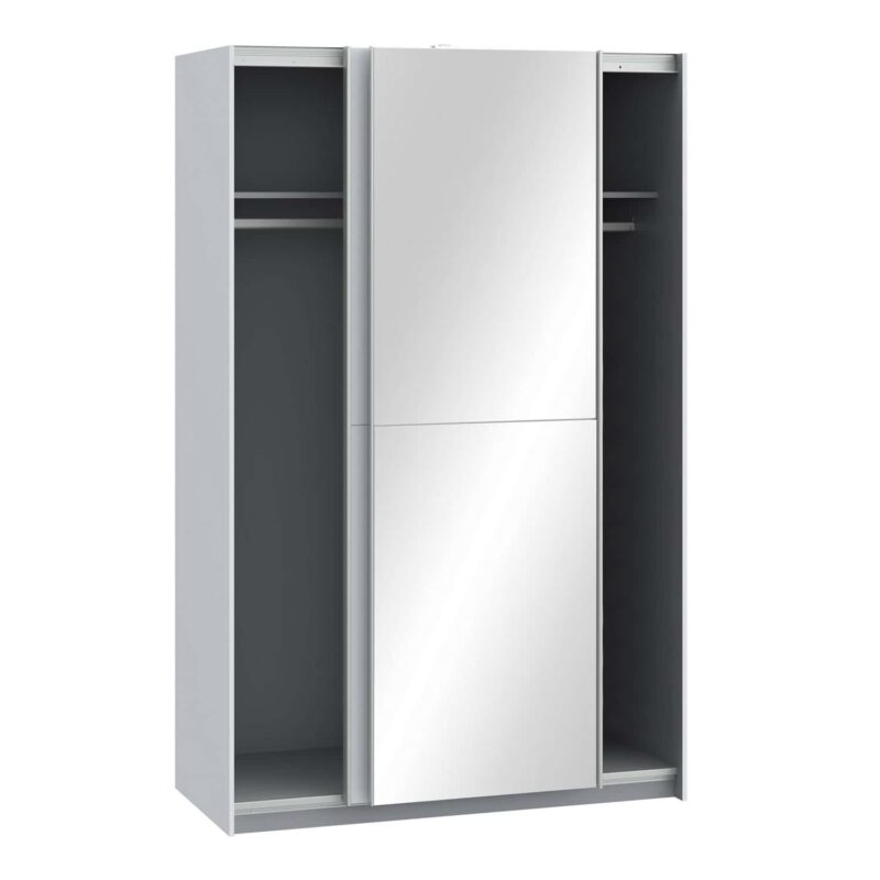 Furniture To Go Babetta Sliding Mirrored Wardrobe Matt White The Home and Office Stores