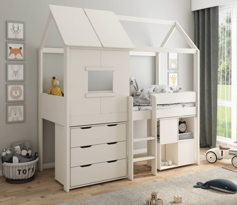Kids Avenue Ordi Midi Playhouse Bed with Desk and Chest The Home and Office Stores