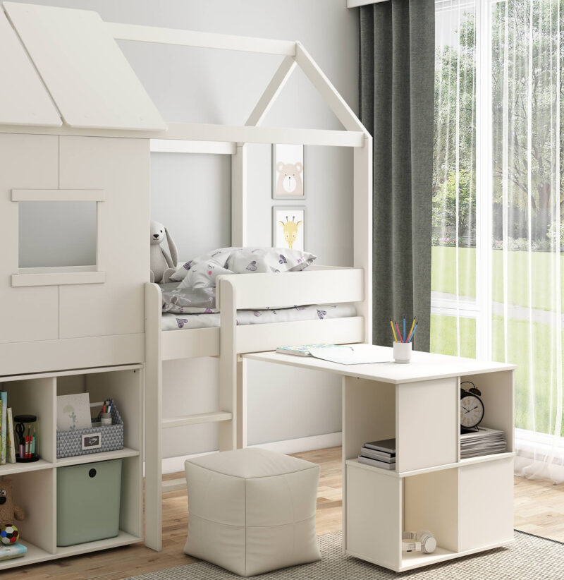 Kids Avenue Ordi Midi Playhouse Bed with Desk and Cube The Home and Office Stores